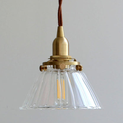 Chandelier Nordic Modern Simple Single Head Brass Teahouse Dining Room Living Room Vintage Pleated Lamps