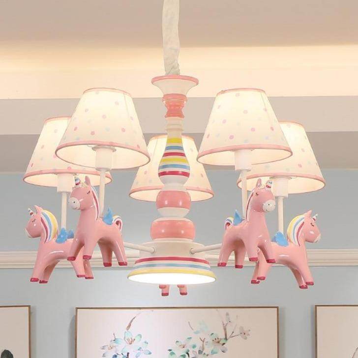 Chandelier Children's Room Lamp Boy And Girl Baby Bedroom Chandelier Nordic Pastoral  Cartoon Creative Pegasus Lamps