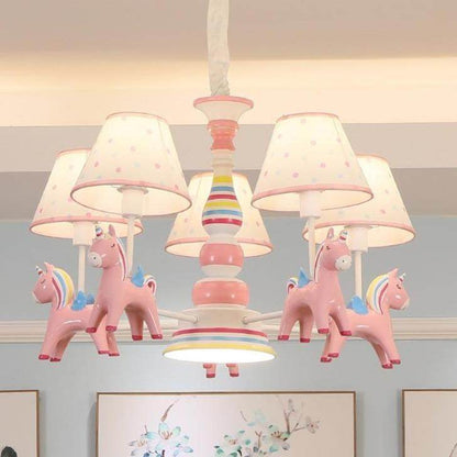 Chandelier Children's Room Lamp Boy And Girl Baby Bedroom Chandelier Nordic Pastoral  Cartoon Creative Pegasus Lamps