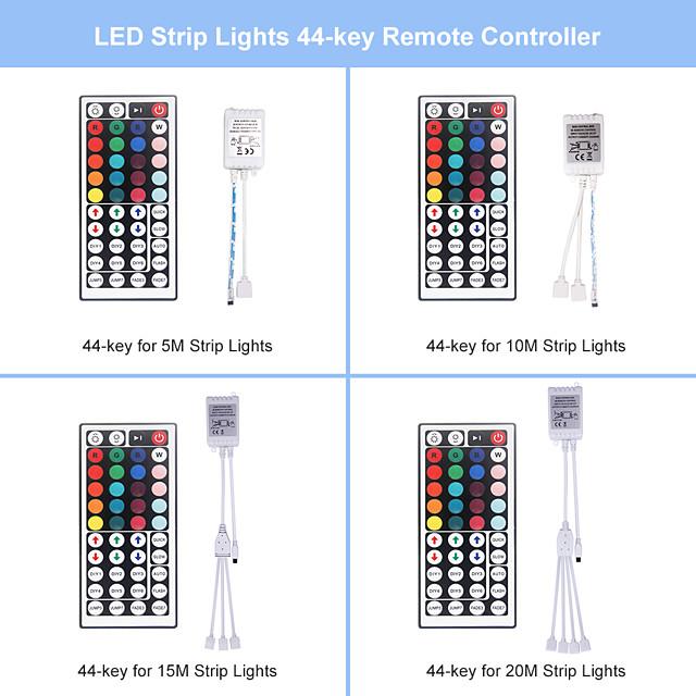 5M 10M 15M 20M LED Strip Lights RGB DC12V LED Lights Flexible Color Change SMD 2835 with IR Remote Controller and 100-240V Adapter for Home Bedroom Kitchen TV Back Lights DIY Deco