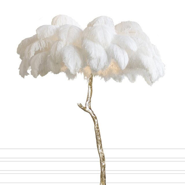 Modern Ostrich Feather Living Room LED Floor Lamps Living Room Bedroom Modern Interior Lighting Decor Floor Light Standing Lamp