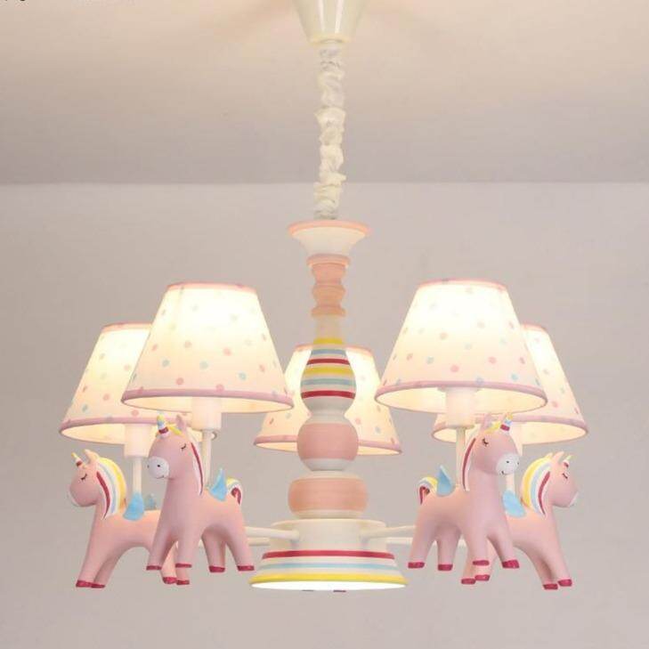 Chandelier Children's Room Lamp Boy And Girl Baby Bedroom Chandelier Nordic Pastoral  Cartoon Creative Pegasus Lamps