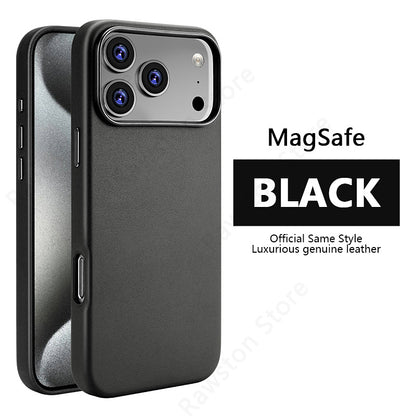 Official MagSafe Leather Case for Apple iPhone 17 Pro Max 16 13 12 14 15 Plus Original Strong MacSafe Magnetic Cover Accessories