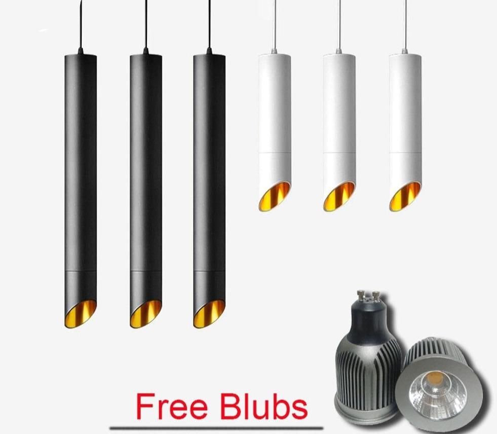 led Pendant Lamp Long Tube light GU10 7W Island Dining Room Shop Bar Counter Decoration Cylinder Pipe Pendant Light Kitchen Lamp