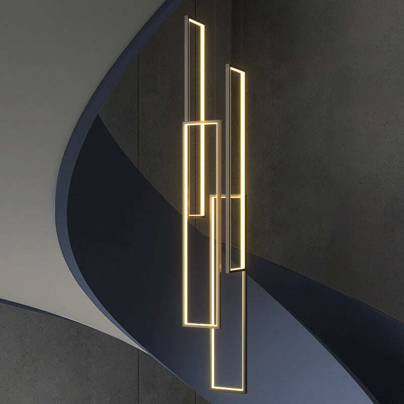 Stair Chandelier Simple Villa Duplex Hollow Loft Revolving Staircase Minimalist Ultra-long Box Lamp
