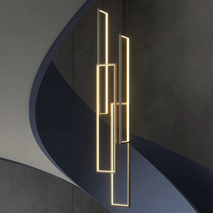 Stair Chandelier Simple Villa Duplex Hollow Loft Revolving Staircase Minimalist Ultra-long Box Lamp