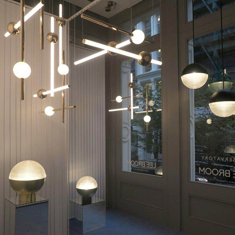 Modern Glass Metal Ball Pendant Lights Luminaria Cylinder Pipe Industrial Lamp Hanglamp Lustre Suspension