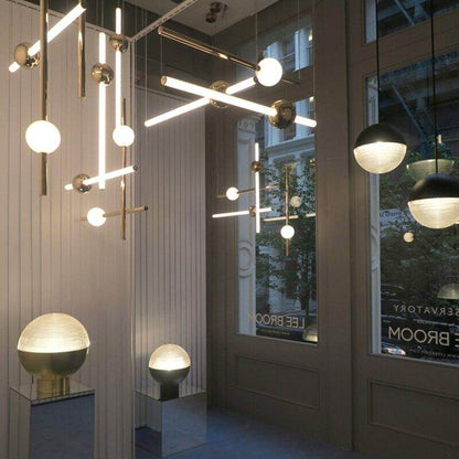 Modern Glass Metal Ball Pendant Lights Luminaria Cylinder Pipe Industrial Lamp Hanglamp Lustre Suspension