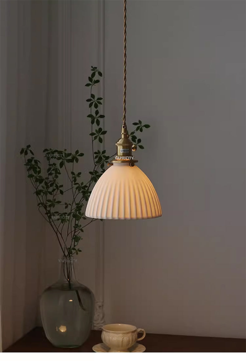 Scandinavian Ceramic Hanging Lamp with Switch E27 Socket North Minimalist Brass Led Pendant Lights