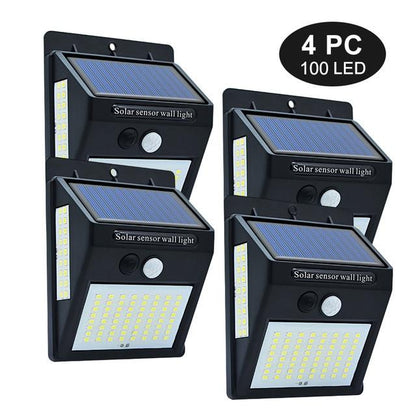 100/144 LED Outdoor Solar Wall Lamp PIR Motion Sensor Waterproof Light Garden Path Emergency Security Light 3 Sided Luminous