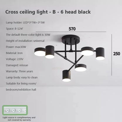 Modern LED Ceiling Chandelier 6 Heads Hanging Lamp Gold Black  For Dining Room Living Rooms Bedroom Hall Home