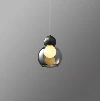 Modern Gray Clear Glass Pendant Lights Brass Bedroom Bedside Dining Room Hanging Lamp E27 Bulb Wire Adjustable