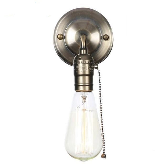 Pull chain switch scones led wall lights Chrome loft style retro vintage iron bedroom wall lamp bedside lampen stair wandlamp