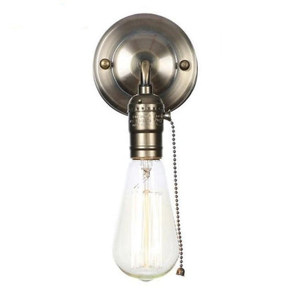 Pull chain switch scones led wall lights Chrome loft style retro vintage iron bedroom wall lamp bedside lampen stair wandlamp