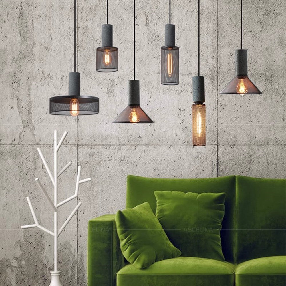 Retro LED Pendant Light Creative Cement Head Hanging Fixtures For Living Room Dining Room Bar Coffer Shop Restaurant Decor Lamps