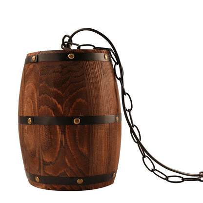 American Modern Nature Loft Wood Wine Barrel E27 Hanging Vintage Pendant Lights For Dining Room Living Room Restaurant Cafe Bar