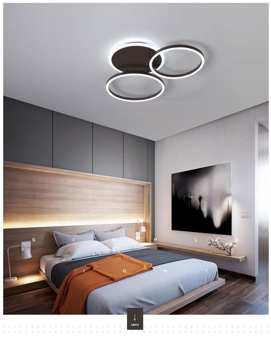 Surface Mounted Led Chandelier White&Coffee Body Modern Led Chandelier Lighting Living Room Bedroom Kitchen Dining Room L