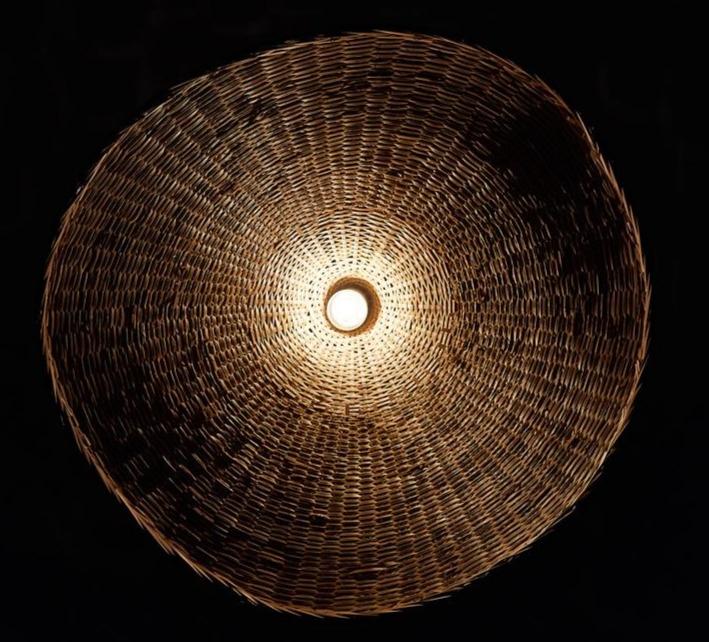 Bamboo Chandelier Rattan Straw Hat Lamp Stair Bamboo Lamp