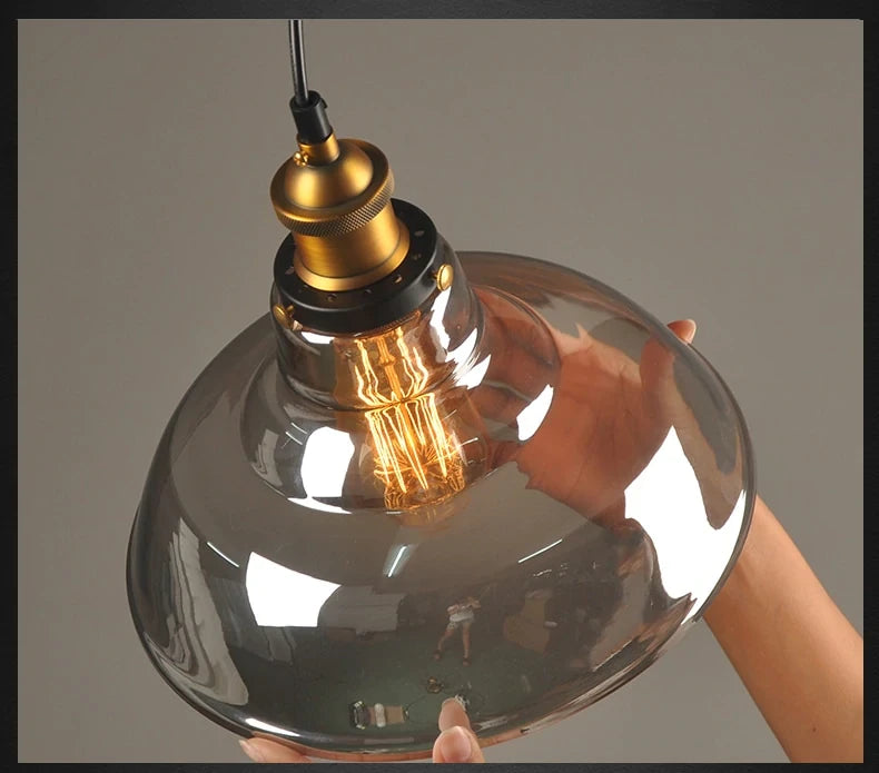 Vintage Pendant Lights Glass Pendant Lamps Loft Industrial Hang Lamp Smoky Grey Lamparas De Techo Colgante Modern Lustre Pendent