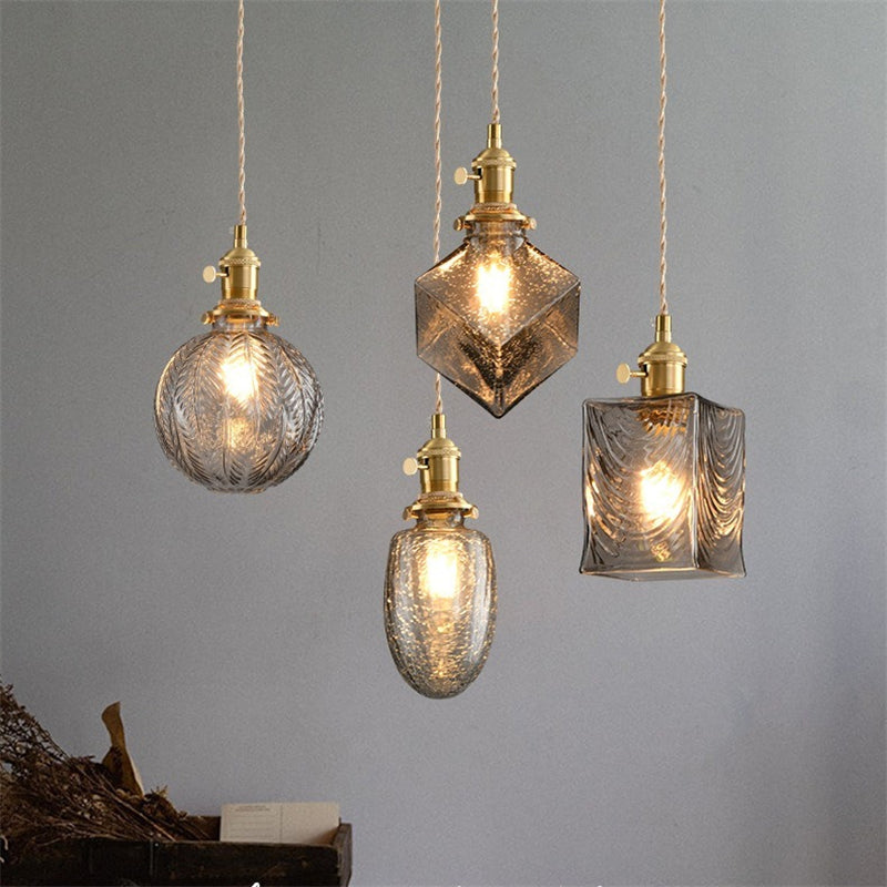 Vintage Edison Switch Pendant Light Crystal Glass Shade Loft Bar Hanging Ceiling Lamp For Kitchen Dining Room Bedroom Chandelier