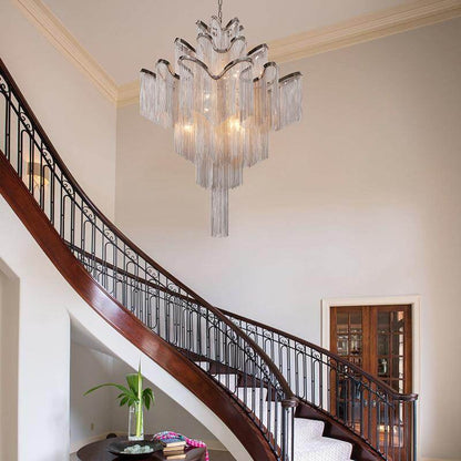 Modern Luxury Silver Gold Aluminium chain fringed Pendant Lamp Luxury Stair Pendant Hanging Light for Home Hotel Decoration