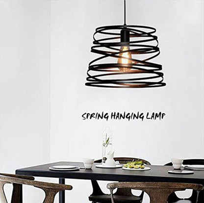 Iron Spiral Pendant Light Black / White Spring  Kitchen Island Suspension Lamp Dining Room Chandeliers Lighting Fixture