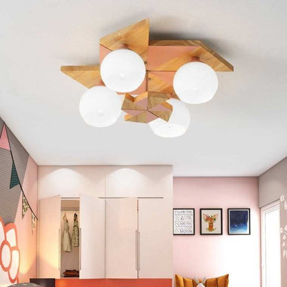 Nordic Log Gale Children's Bedroom Ceiling Lamp