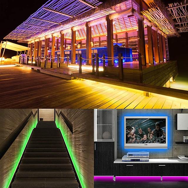 32.8ft 10M LED Light Strips RGB Tiktok Lights 600LEDs Flexible Color Change SMD 2835 with 44 Keys IR Remote Controller and 100-240V Power Supply for Home Bedroom Kitchen TV Back Lights DIY Deco
