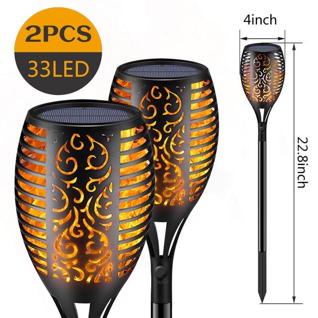 33/96 LED Solar Flame Lights Outdoor IP65 Waterproof Led Solar Garden Light Flickering Torches Courtyard Decoration Lawn Lamp