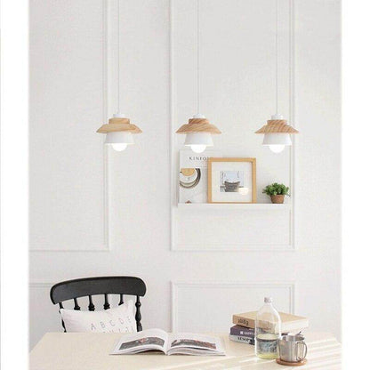 Modern Pendant Lamp Light, Natural Simple Wooden Pendant Light Lighting Fixture For Loft Cafe Bar Living Room Luminaire
