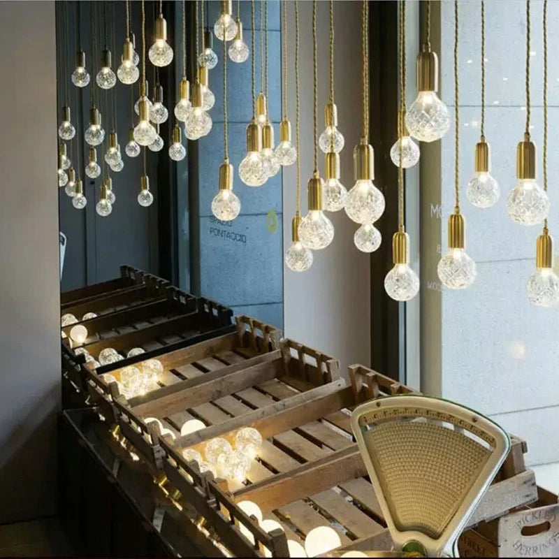 Modern Crystal Glass Ball LED G9 Pendant Lights Creative Decor Hall Ball Droplight