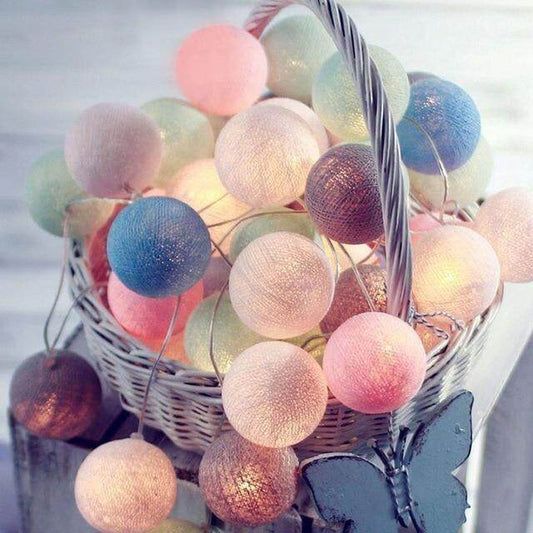 3M LED Cotton Ball Garland Lights String Christmas Xmas Outdoor Holiday Wedding Party Baby Bed Fairy Lights Decoration