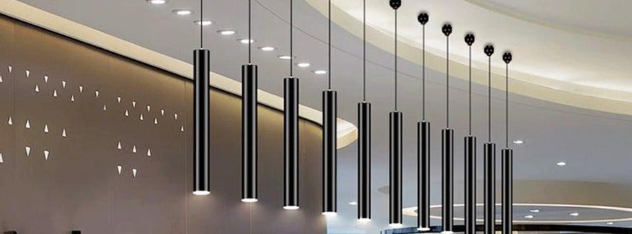 Black industrial Pendant Lights long tube Hanging Lamp for Living Room Home Light Fixtures Decor Luminaire kitchen lights