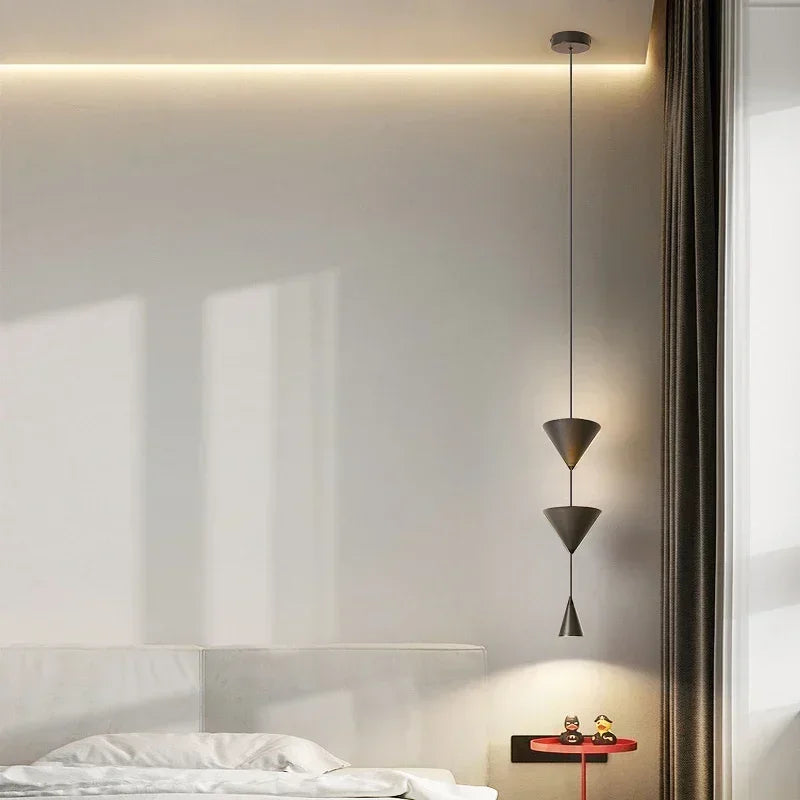 Nordic Restaurant Home LED Pendant Light Modern Black White Counter Conical Lamp