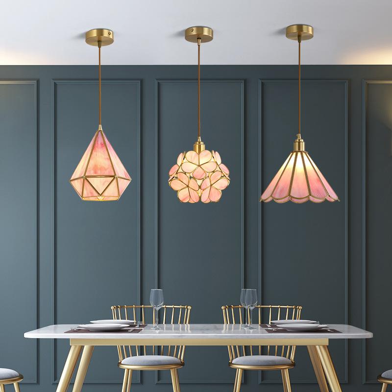 Nordic Bedside Small Chandelier Simple Long Chandelier Restaurant Full Copper Lamp
