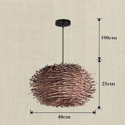 Handmade Bird Nest Pendant Light Wicker Wood Hotel Restaurant Dinning Room Cafe Bar Nordic Rattan lustre Modern Hanging Suspension