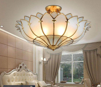 Led E27 European Copper Glass Half Hanging LED Lamp.LED Light.Pendant Lights.LED Pendant Light.Pendant Lamp For Foyer Bedroom