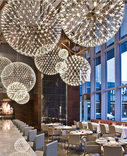 Industrial Loft Iron Ball Sparking Pendant Light LED G4 Modern Nordic Hanging Lamp For Living Room Lobby Hotel Restaurant Cafe