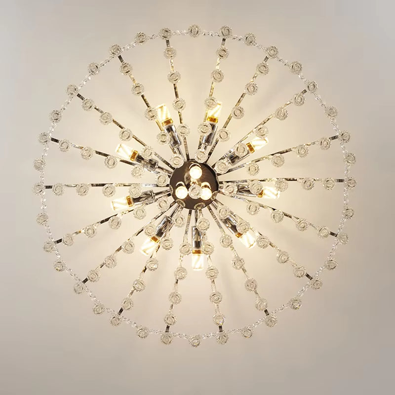 Modern Luxury Crystal Chandelier for Living Dining Room Bedroom Decoration Silver Led Ceiling Lamp Indoor Lighting