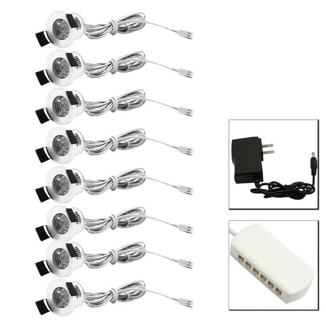 Mini LED Spot Downlights Dimmable Lamp Set Remote Controller Ceiling Recessed 1.5W 27mm Hole Silvery Cabinet Lights