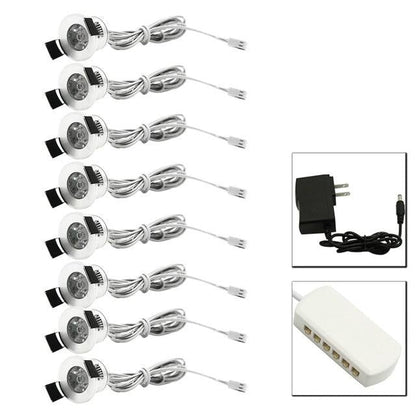 Mini LED Spot Downlights Dimmable Lamp Set Remote Controller Ceiling Recessed 1.5W 27mm Hole Silvery Cabinet Lights