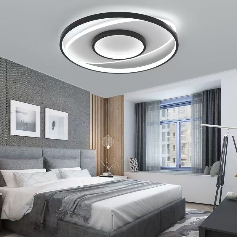 Modern LED Ceiling Light Decor 50CM Dimmable Round Lamp Black White Fixture Lighting