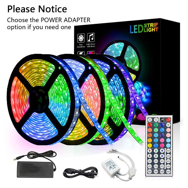 15m 3x5m LED Light Strips RGB Tiktok Lights 5050 SMD 450 Leds 10mm Strip Fexible Light Led Tape not-waterproof DC 12V 450leds with 44key IR Remote Controller Kit