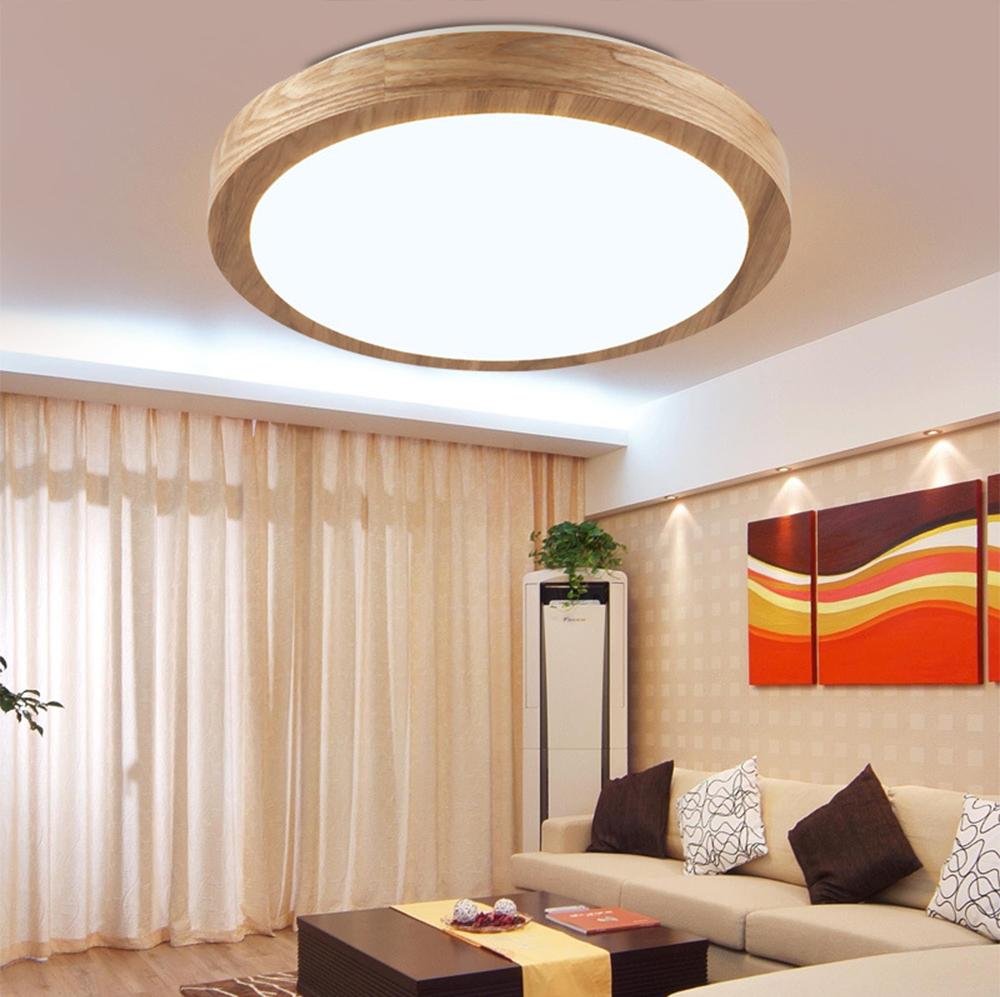 Led Ceiling Light Nordic Wood 6cm Modern Lamp Remote Control Minimalist Living Room Creative Rubber Bedroom Mounted Lighting