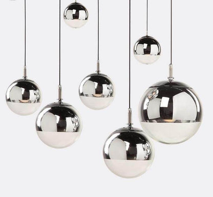 Modern Pendant Lights Silver Mirror Ball Hanglamp Globe Glass Led Lamp Kitchen Living Room Bedroom Home Suspension Luminaire