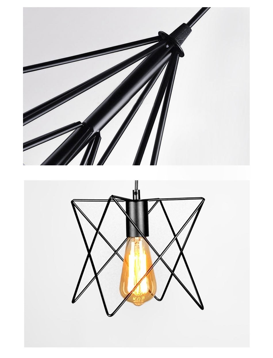 Modern Pendant Light Black Iron Hanging Cage Vintage Led Lamp E27 Industrial Loft Retro Dining Room Restaurant Bar Counter