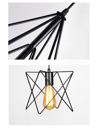 Modern Pendant Light Black Iron Hanging Cage Vintage Led Lamp E27 Industrial Loft Retro Dining Room Restaurant Bar Counter