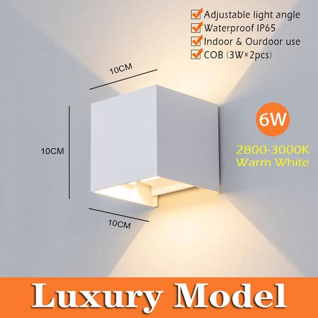6W LED Wall Lamp IP65 Waterproof Indoor & Outdoor Aluminum Wall Light Surface Mounted Cube LED Garden Porch Light