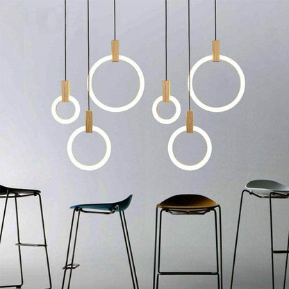 Modern 1/3/6Heads Led Chandeliers Wood Acrylic Ring Chandelier For LOFT Decor