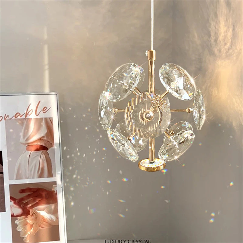Modern K9 Pure Crystal Bedside Small Chandelier Light Lluxury Crystal Wall Lamp Corridor Ceiling Lamp Bar Decoration Noble Lamps